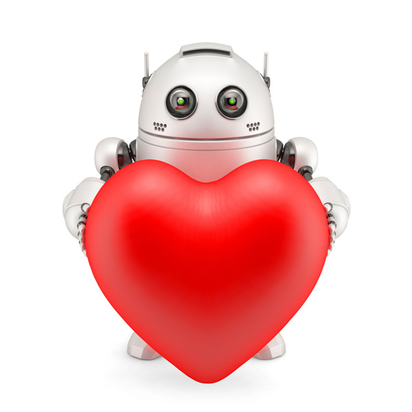 机器人抱着一个红色的心