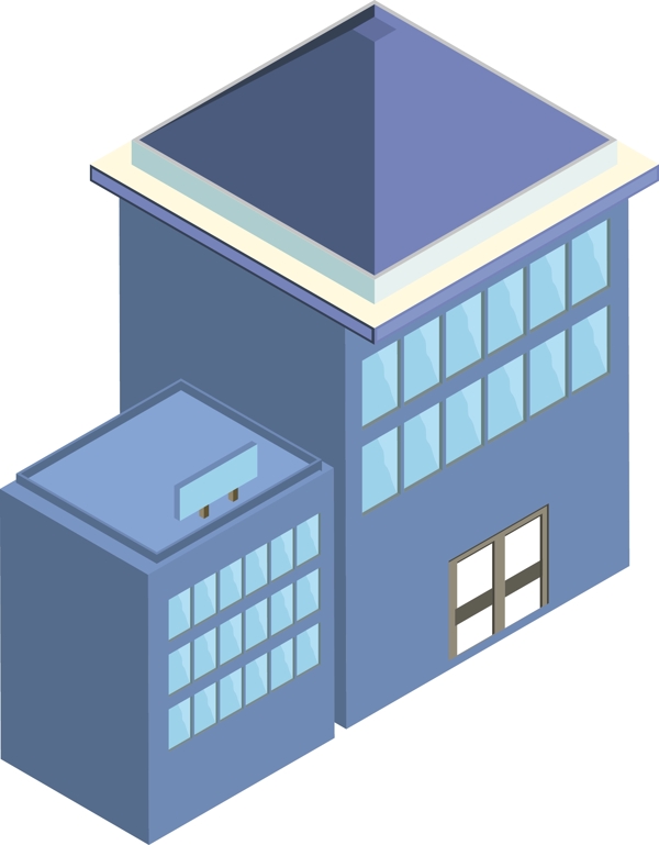 2.5D蓝色线性建筑简单AI素材