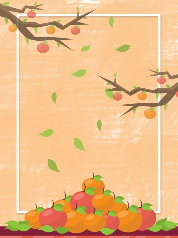 秋天丰收果实水果柿子背景