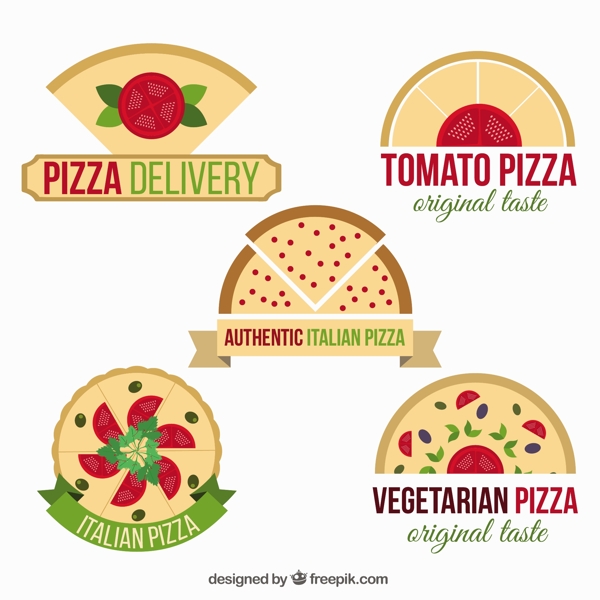 披萨饼标志的集合