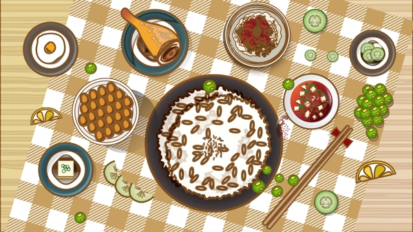 米饭中餐矢量美食插画