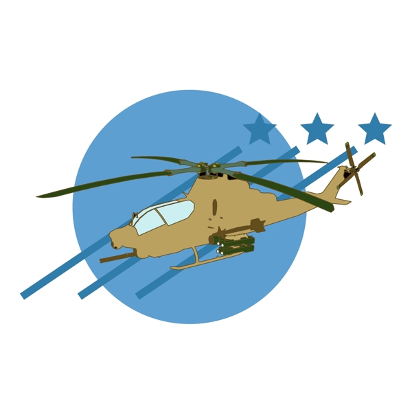 简约扁平卡通建军节空军军用武装直升机元素