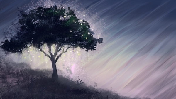 发光的树梦幻背景设计