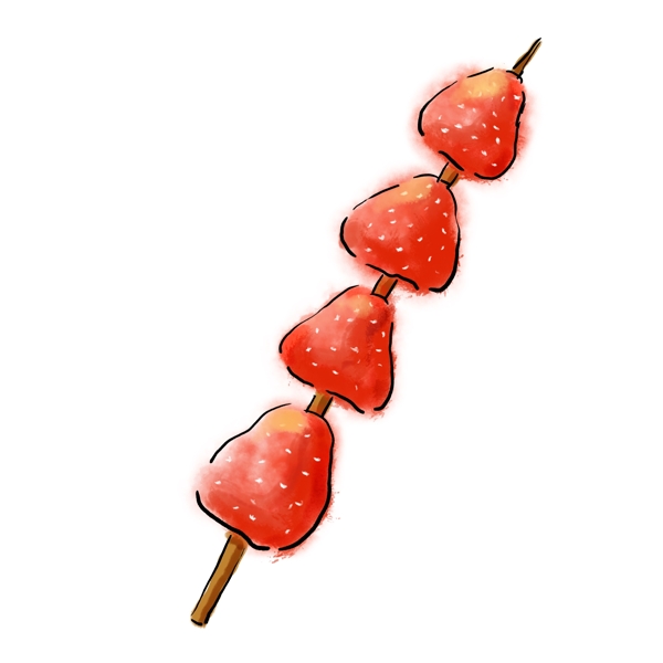 草莓糖葫芦中国风可商用元素