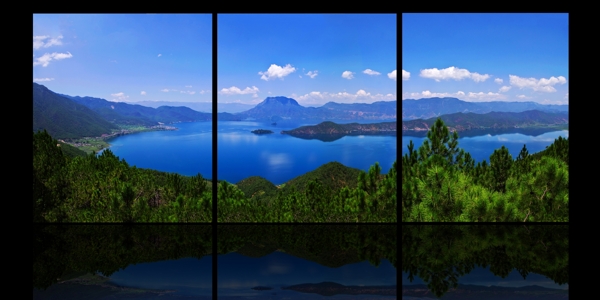 无框画泸沽湖摄影图片
