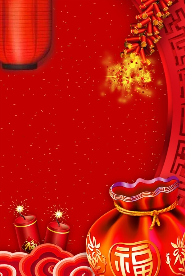 红色鞭炮春节海报背景设计