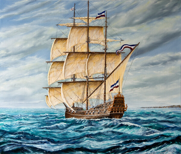 油画海洋帆船图片