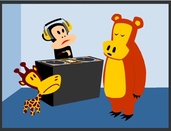 位图动物猴子熊唱片机免费素材