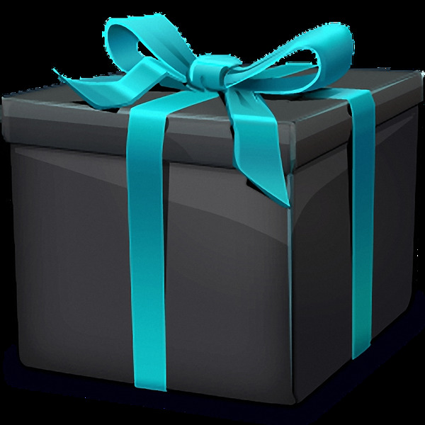蓝带子黑色礼品盒免抠png透明图层素材
