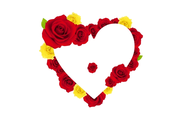 红黄玫瑰花组成的心形
