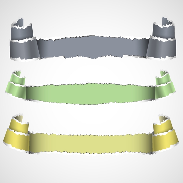 彩色撕纸横幅矢量素材