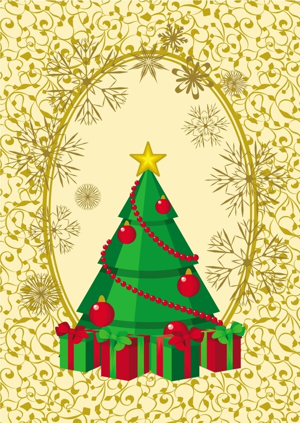 卡通圣诞树背景矢量素材