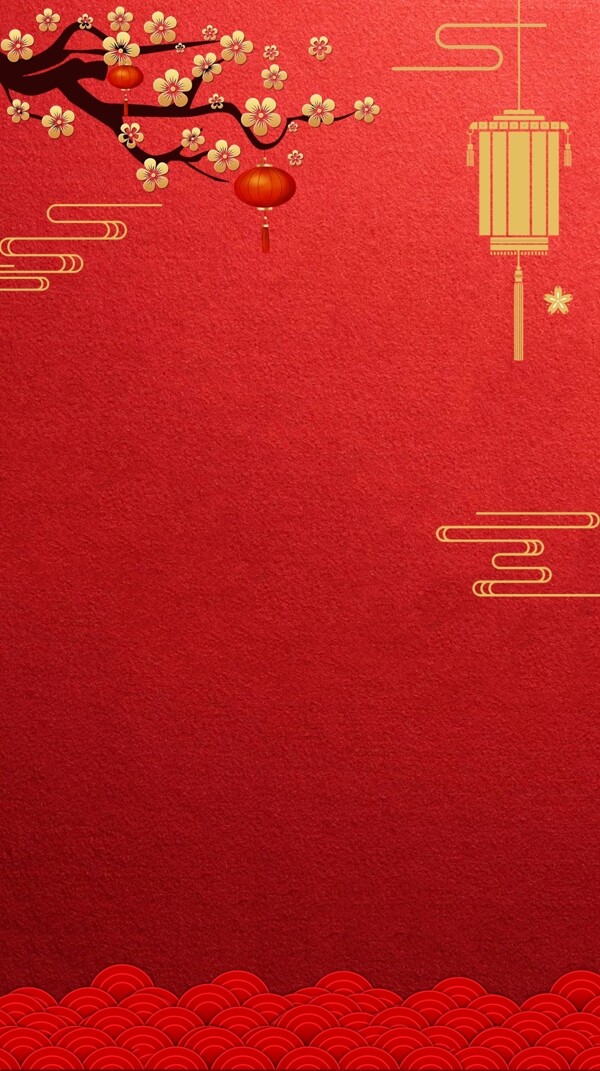 中国风新年红色海报背景