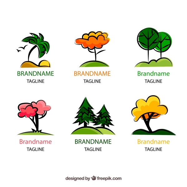 彩色树木标志图片