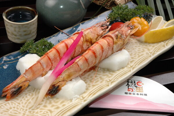 日本料理盐烤大虾