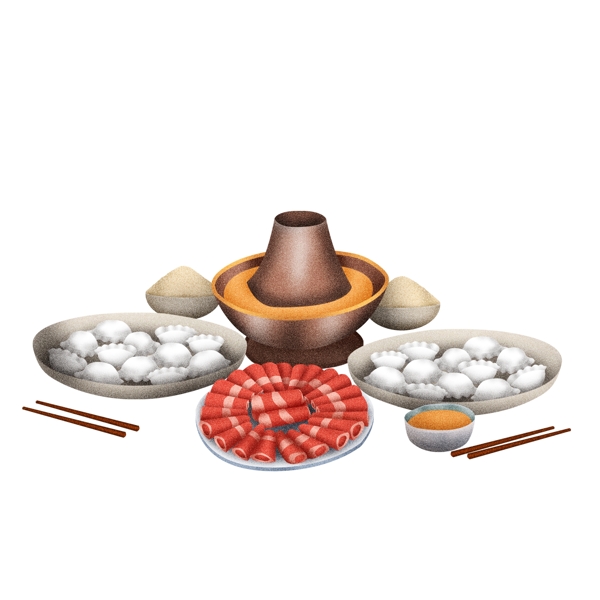 手绘立冬饺子和火锅美食设计