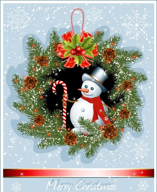 雪人花环圣诞背景图片