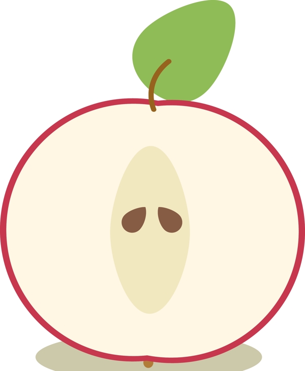 原创手绘一颗被切开的苹果