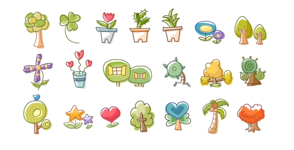 韩国绿色植物卡通