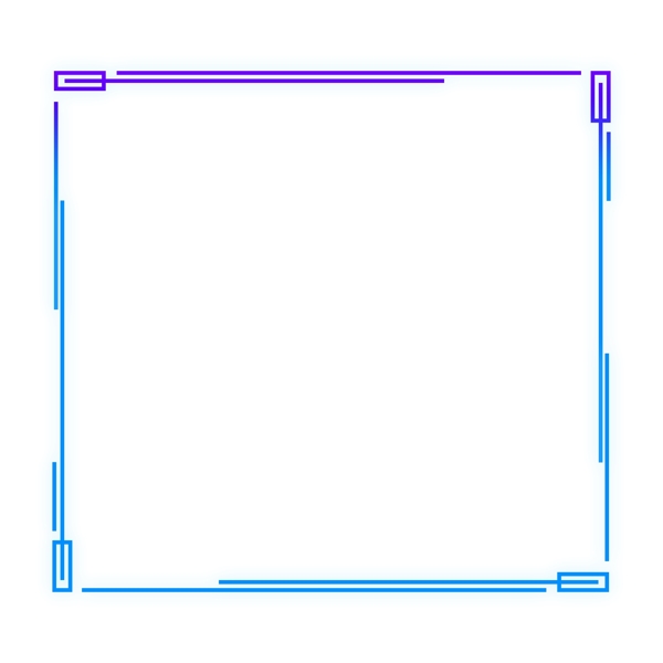 蓝色紫色科技感外发光几何方形边框