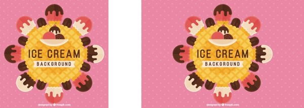 创意冰淇淋图案粉红色背景