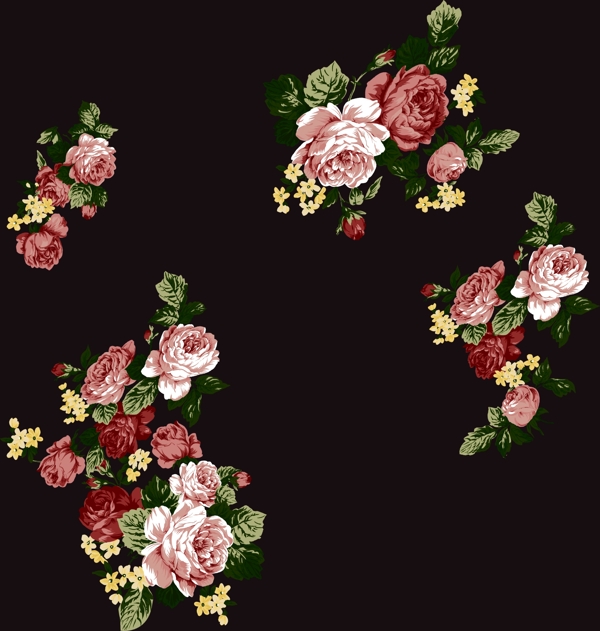 牡丹月季玫瑰碎花图片