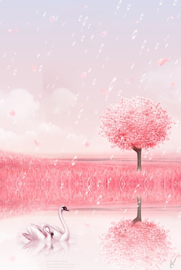 粉色浪漫清新春季海报背景设计