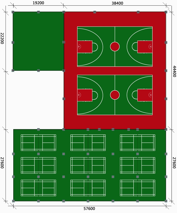 篮球场羽毛球场设计图图片