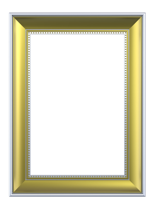 金和银的矩形框的孤立在白色背景