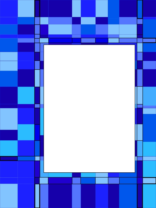 蓝色系方块墙砖不规则几何装饰背景