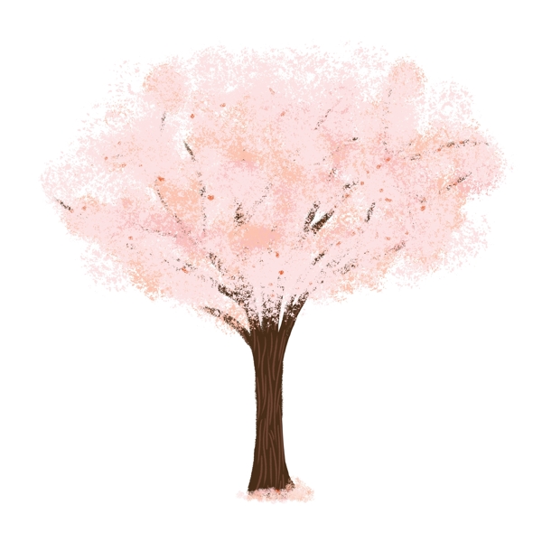 卡通淡粉色樱花树
