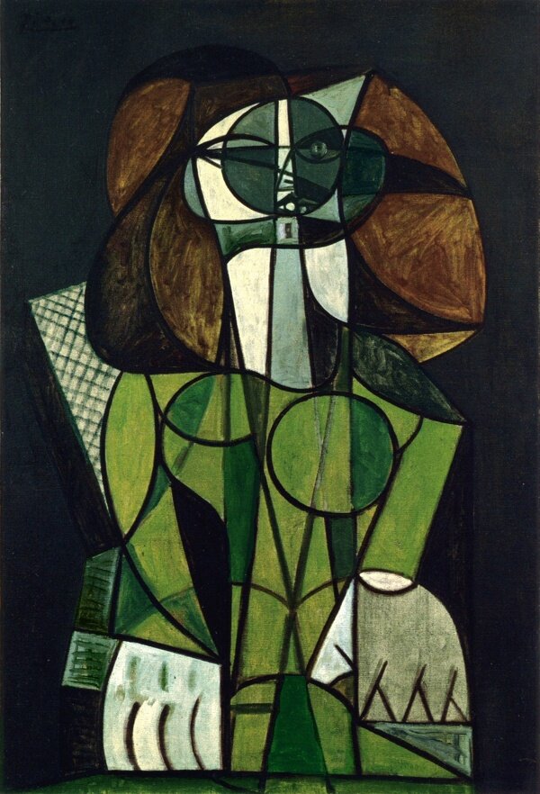 1946Femmeassise西班牙画家巴勃罗毕加索抽象油画人物人体油画装饰画