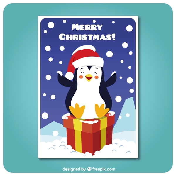 一张小企鹅的礼物卡