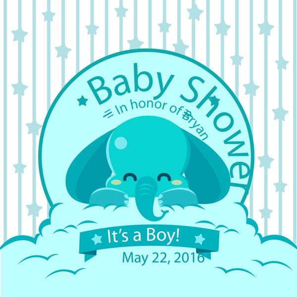 母婴儿童宝宝大象派对海报