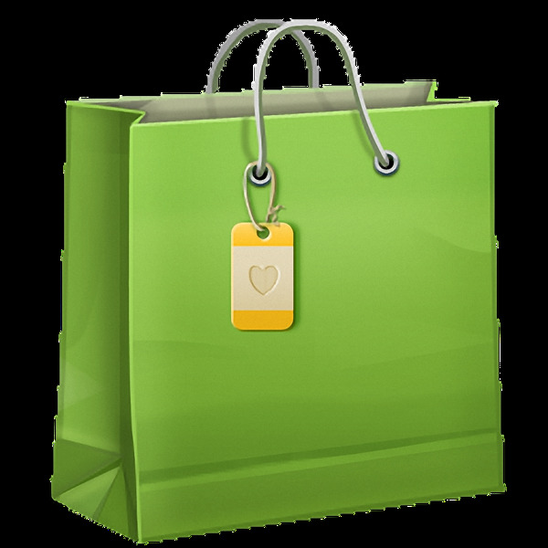 绿色漂亮购物袋免抠png透明图层素材