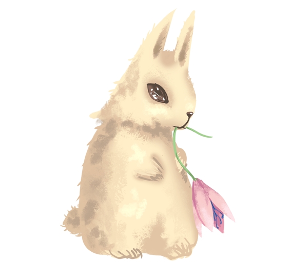 复活节百合兔子插画