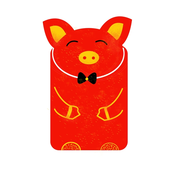 新年小猪红包插画