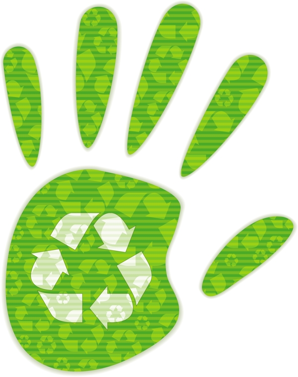 一款环保主题的绿色手掌和脚丫矢量素材
