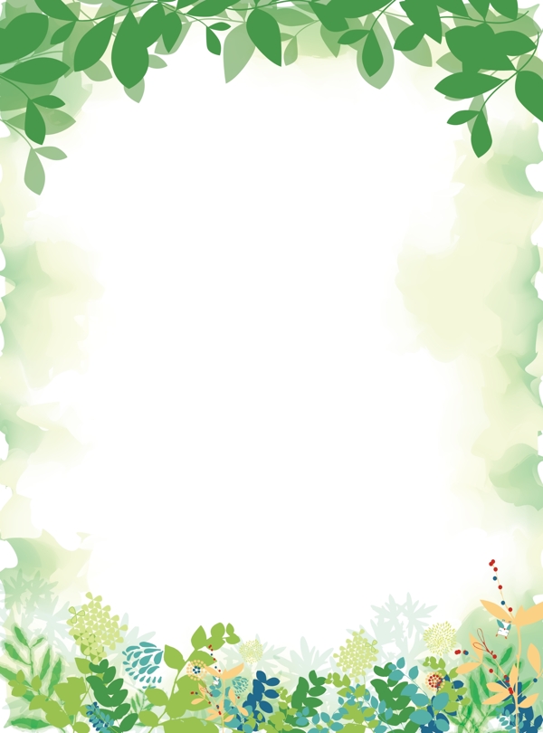 春夏清新绿色树叶海报背景