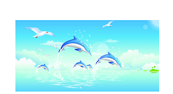 海豚跃水图片