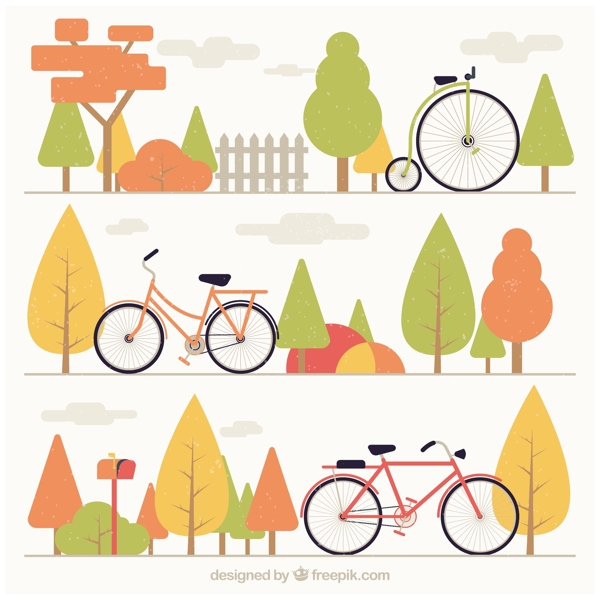 骑自行车和树的集合