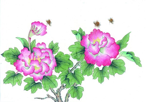 花卉蜜蜂油画图片