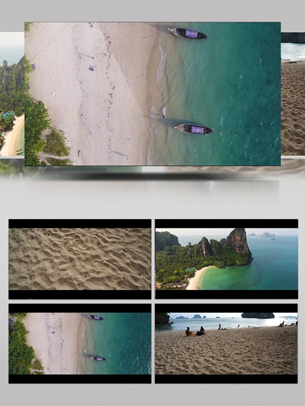 航拍大海沙滩山峰视频素材