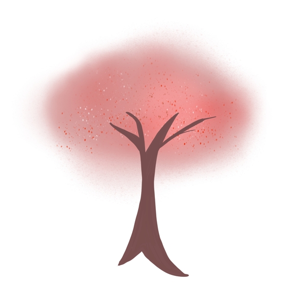 手绘红色树木元素