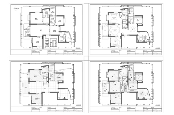 四室两厅户型CAD施工图纸
