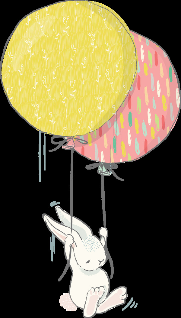 卡通兔子气球png元素