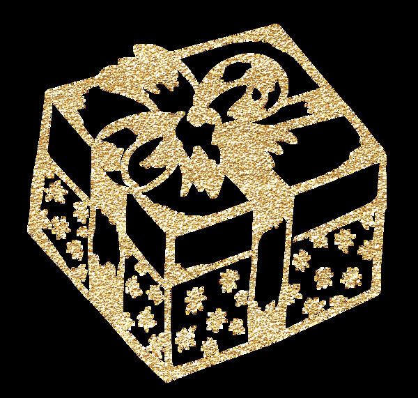 创意金色礼品盒png元素