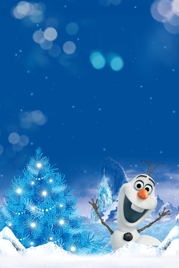 冰雪奇缘雪人蓝色圣诞树图片