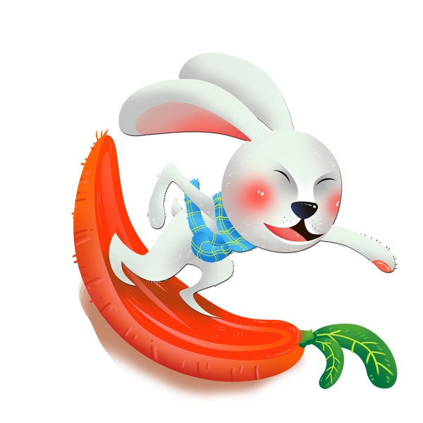 卡通踩着胡萝卜的兔子