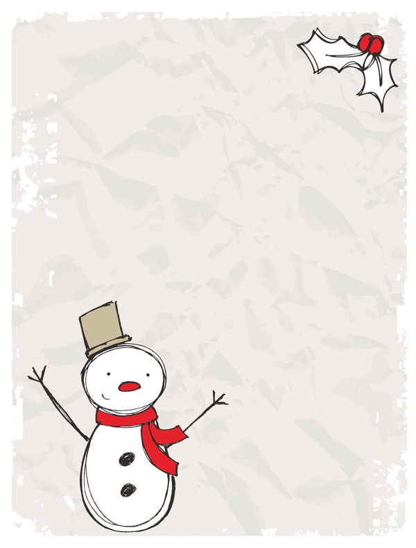 矢量卡通手绘雪人背景素材